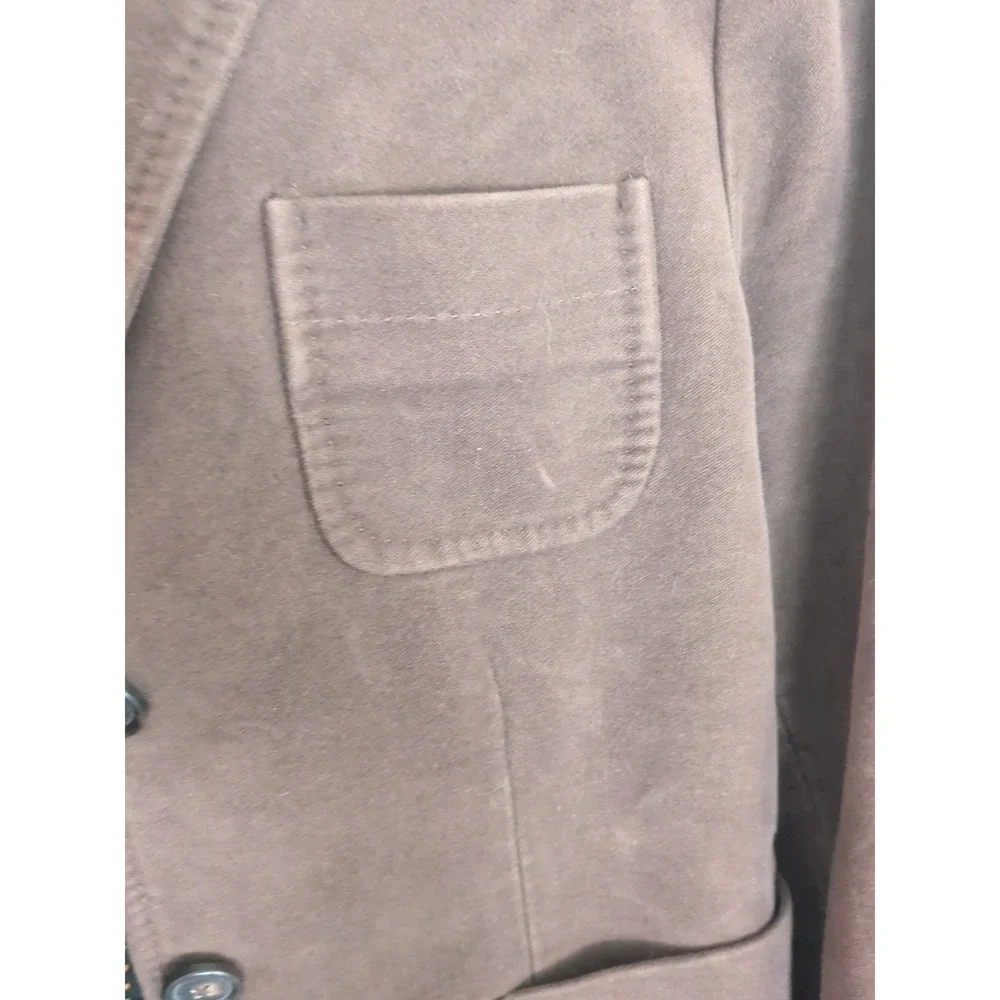 Hk_Hhh Women's Brown Cotton Blazer Jacket Size Small Polka Dot Lining Casual Pre - Picture 4 of 13